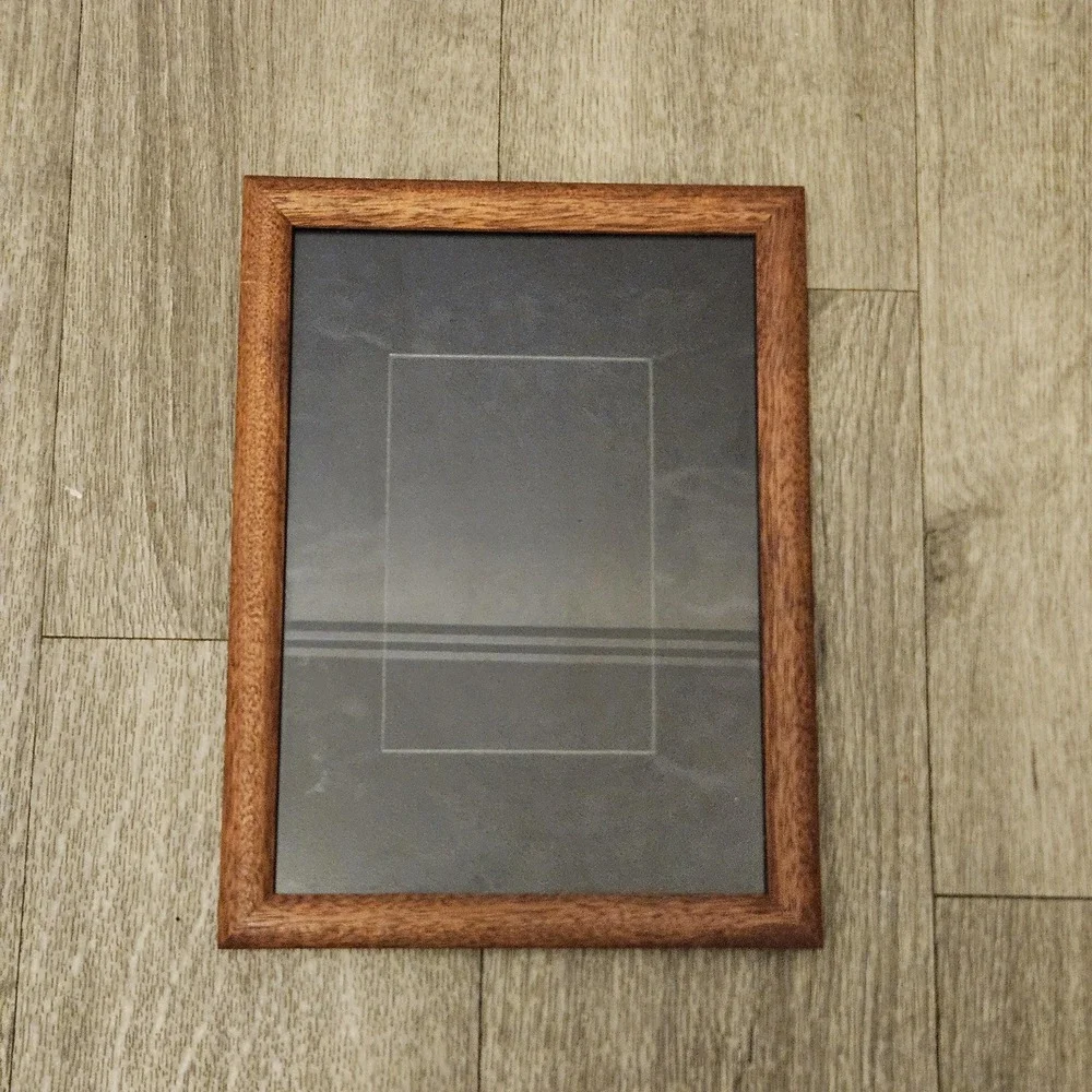 Vintage wooden picture frame with glass insert and felt black backing